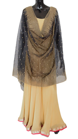 Black Color Dupatta with Gold Pattern