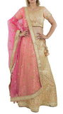 Peach Color Gota Patti Work Lehenga Set With Magenta Color Dupatta