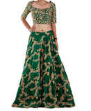 Silk Green Embroidered Lehenga Set