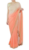 Double Dye Orange Shade Georgette Saree With Swarovski Crystals