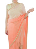 Double Dye Orange Shade Georgette Saree With Swarovski Crystals