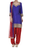Purple Color Raw Silk Punjabi Short Kurti and Salwar Suit
