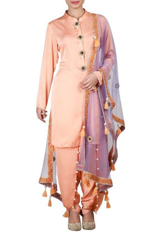 Satin Suit With Dhoti Salwar
