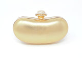 Sparkling Gold & Silver Dual Tone Bean Shape Clutch with Handle and Chain