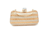 Sparkling Gold & Silver Dual Tone Kohinoor Button Clutch with Handle and Chain