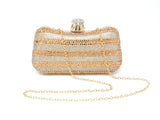 Sparkling Gold & Silver Dual Tone Kohinoor Button Clutch with Handle and Chain