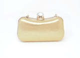 Sparkling Gold & Silver Dual Tone Kohinoor Button Clutch with Handle and Chain