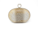 Sparkling Gold & Silver Dual Tone Ring Clutch with Handle and Chain