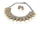 Antique Silver Swan Necklace Set with Earrings