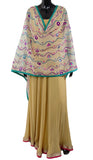 Beige Color Dupatta with Blue And Pink Pattern