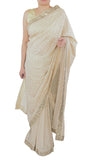 Beige Color Chikankari Saree With Swarovski Crystals Work