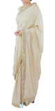 Beige Color Chikankari Saree With Swarovski Crystals Work