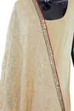 Beige Color Chikankari Dupatta With Floral Pattern