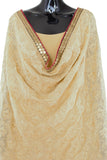 Beige Color Chikankari Dupatta With Floral Pattern