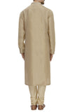 Beige Chanderi Silk Embroidered Kurta Set