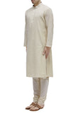 Beige Chanderi Silk Kurta Set