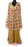 Beige Base Color Phulkari Dupatta Multi-Color Embroidery