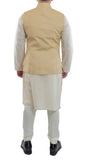 beige color nehru jacked in silk