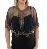 Black Color Cape With Antique Gold Bead Work