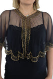 Black Color Cape With Antique Gold Bead Work