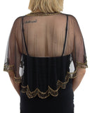 Black Color Cape With Antique Gold Bead Work