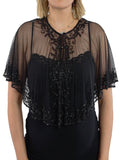 Black Color Cape With Black Bead Work