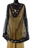 Black Color Dupatta with Golden Dots Pattern