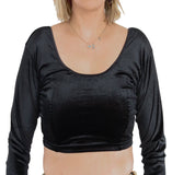 Black Color Stretchable Velvet Blouse Full Sleeve