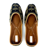 Black Punjabi Jutti / Shoes With Antique Gold Embroidery