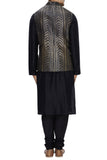 Black Beige Shibori Silk Nehru Jacket Bandhgala Waistcoat Bandi