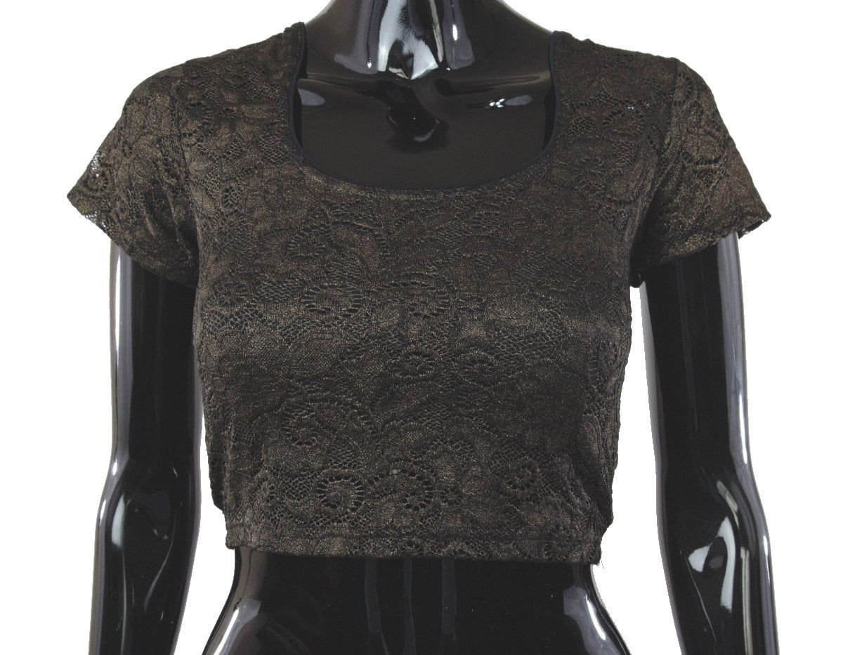 Black Gold Metallic Stretchable Blouse