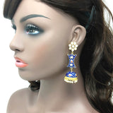 Blue Meenakari Jhumka Earrings