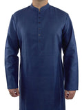 blue color men kurta and pajami in matka silk fabric
