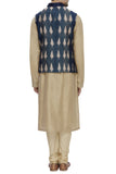 Blue Shibori Silk Nehru Jacket Bandhgala Waistcoat Bandi