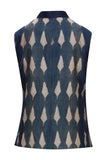 Blue Shibori Silk Nehru Jacket Bandhgala Waistcoat Bandi