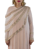 blush pink modern gown with cape indowestern