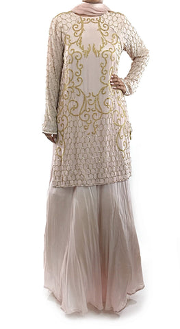 Blush Pink Color Kurti With Lehenga And Dupatta