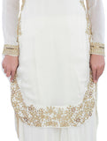 Cream Color Embroidered Suit With Palazzo And Dupatta