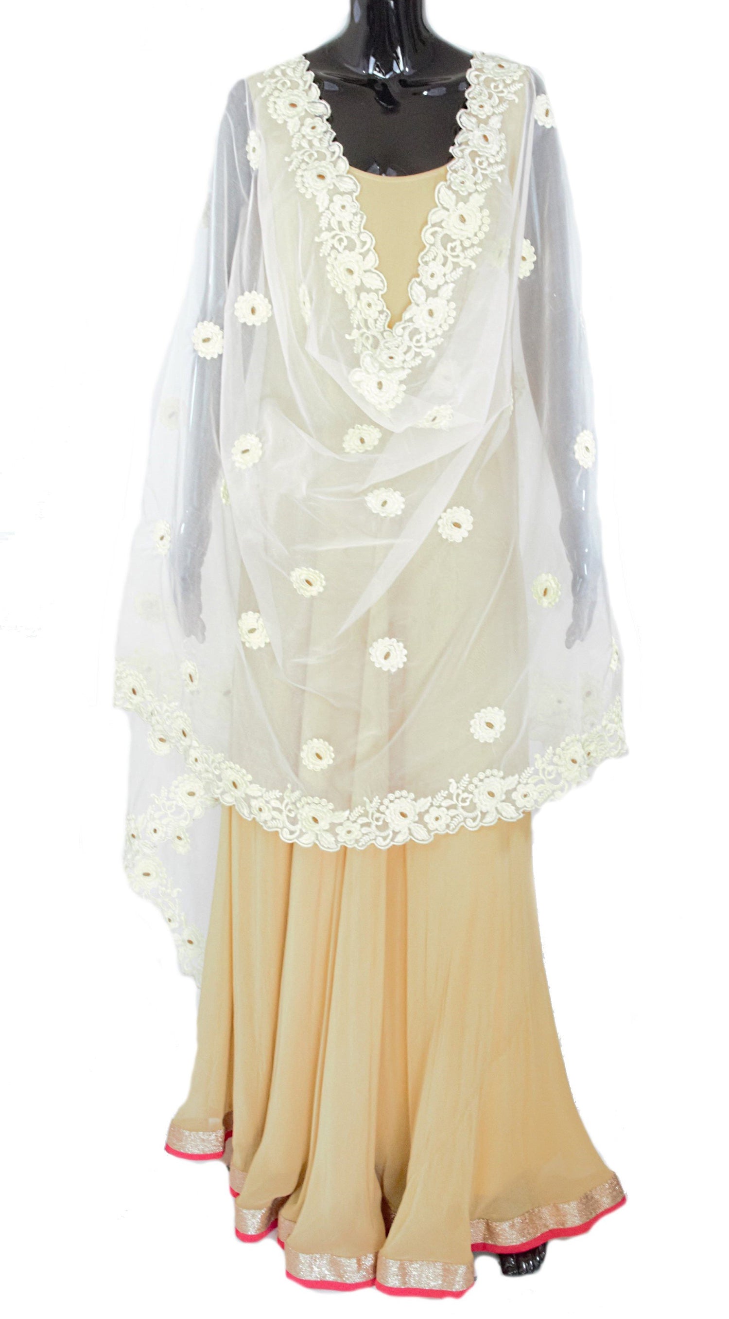 Cream Color Dupatta With Floral Pattern