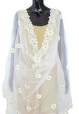 Cream Color Dupatta With Floral Pattern