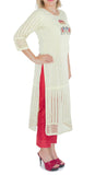 Cream Color Kurti With Royal Elephant Design