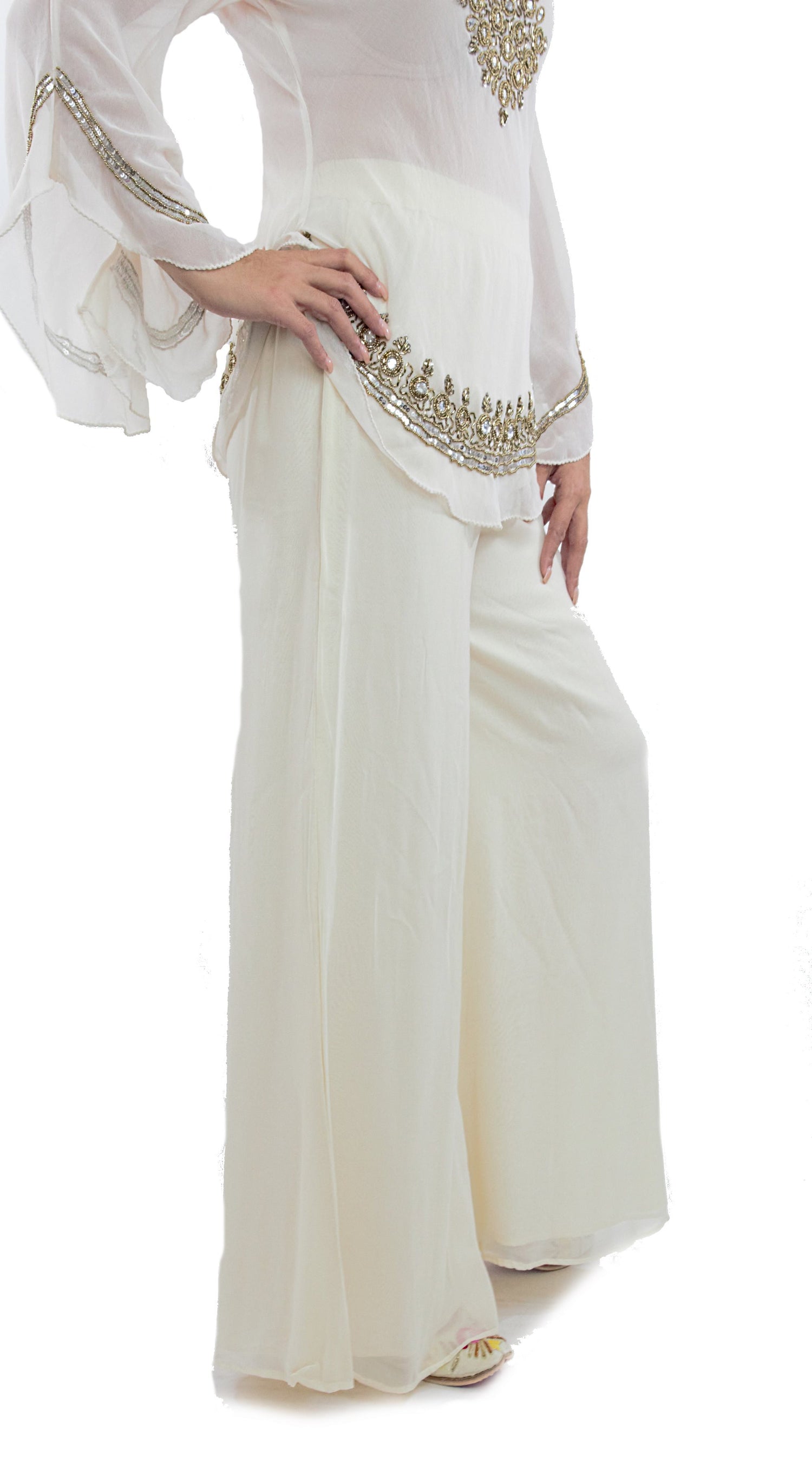 Cream Color Palazzo in Georgette Fabric