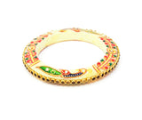 Cream Color Bangles Pair With Peacock Design Painting