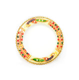 Cream Color Bangles Pair With Peacock Design Painting