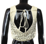 Cream Color Silk Blouse with Leather Patti Work