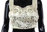 Cream Color Silk Blouse with Leather Patti Work