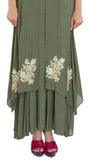 Dark Olive Green Color Embroidered Kurti With Stole
