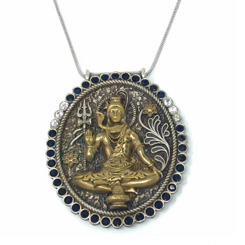 Antique Silver and Gold God Shiva Necklace