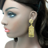 Gold Pinjra Style Jhumka with Ghungroo Earrings