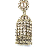 Gold Pinjra Style Jhumka with Ghungroo Earrings